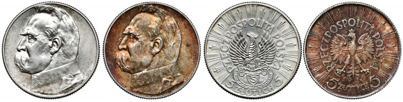 Strzelecki, Piłsudski 5 złotych 1934 i 1938 (2szt) 
Grade: XF/2, 2+ 

POLAND ...