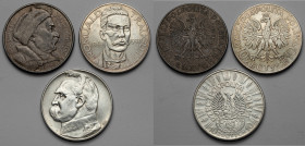 10 złotych 1933-1934, Sobieski, Traugutt i Piłsudski, zestaw (3szt) 
Grade: 3, 3-/3, 3- 

POLAND POLEN