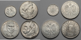 2-10 złotych 1933-1934, Sobieski, Traugutt i Piłsudski, zestaw (4szt) 

POLAND POLEN