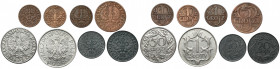 1 - 50 groszy i 1 złoty 1923-1938, zestaw (8szt) Stany zachowania:&nbsp; 1 grosz 1925 - st.3+ 1 grosz 1927 - st.2 1 grosz 1928 - st.3+ 10 groszy 1923 ...