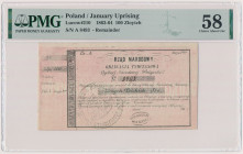 Powstanie Styczniowe, Obligacja tymczasowa 100 złotych 1863 Reference: Moczydłowski S4, Lucow 210 (R2)
Grade: PMG 58 

POLAND POLEN RUSSIA RUSSLAND...