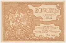 Polski Skarb Wojskowy, 20 złotych = 3 ruble 1916 Reference: Lucow 495 (R4)
Grade: F+ 

POLAND POLEN