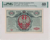 50 mkp 1916 jenerał Banknot po konserwacji, spłaszczona faktura papieru.&nbsp; Reference: Miłczak 5
Grade: PMG 40 

POLAND POLEN POLAND POLEN GERMA...
