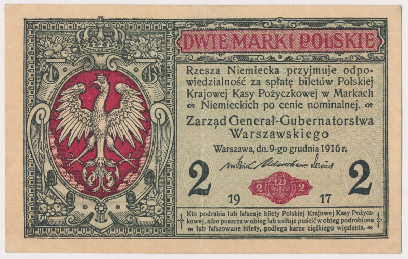 2 mkp 1916 Generał - B Reference: Miłczak 9b
Grade: XF- 

POLAND POLEN POLAND...