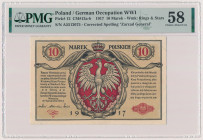 10 mkp 1916 Generał ...biletów Reference: Miłczak 13b
Grade: PMG 58 

POLAND POLEN POLAND POLEN GERMANY