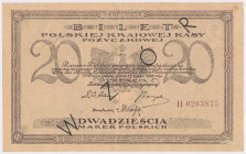20 mkp 1919 - H - z nadrukiem WZÓR tzw. 'wzór Kamińskiego' Podlepki na awersie.&nbsp; 
Grade: XF- 

POLAND POLEN