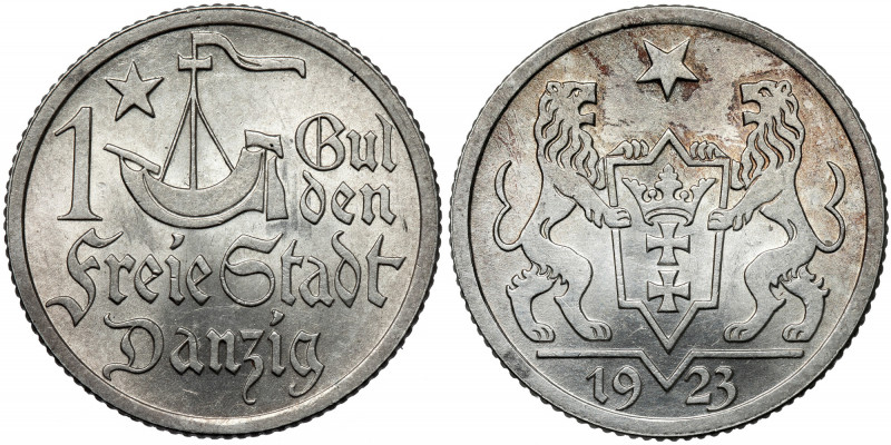 Gdańsk, 1 gulden 1923 Piękna, mennicza moneta. 
Reference: Parchimowicz 61.a
G...