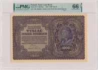 1.000 mkp 1919 - I Serja DL (Mił.29b) Reference: Miłczak 29b
Grade: PMG 66 EPQ 

POLAND POLEN