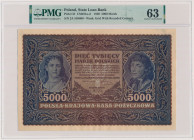 5.000 mkp 1920 - II Serja A Reference: Miłczak 31a
Grade: PMG 63 

POLAND POLEN