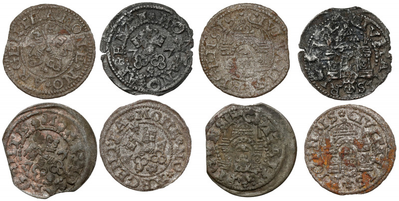 Wolne Miasto Ryga, Szeląg ryski 1575-1577, zestaw (4szt) W zestawie rocznik 1575...