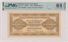 100.000 mkp 1923 - F Reference: Miłczak 35
Grade: PMG 64 EPQ 

POLAND POLEN