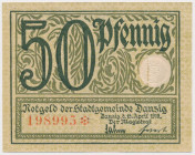 Gdańsk, 50 fenigów 1919 - zielony Reference: Podczaski WD-100.F.1.a
Grade: AU 

POLAND POLEN POLAND DANZIG