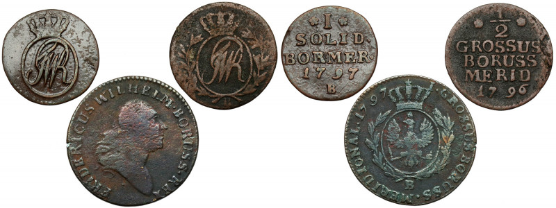 Prusy Południowe, Szeląg, półgrosz i grosz 1796-1797, Wrocław (3szt) Reference: ...