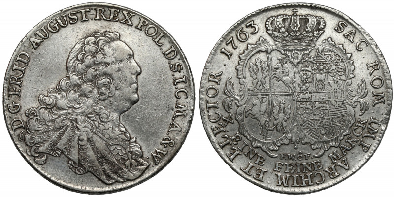 August III Sas, Talar 1763 FWóF, Drezno Ostatni z talarów Augusta III, wybity w ...