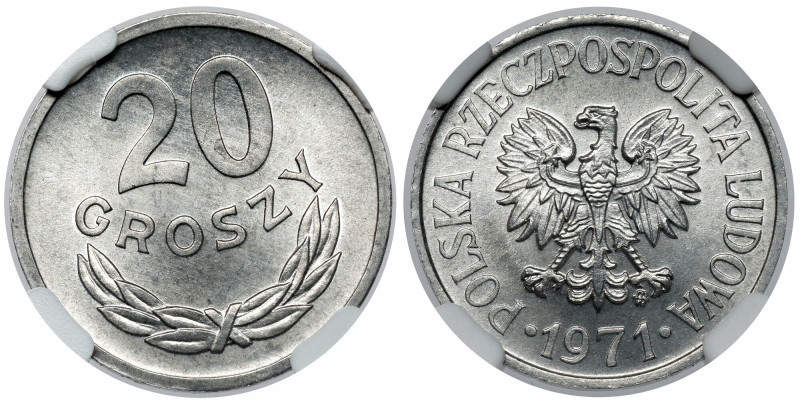 20 groszy 1971 Lekka skrętka stempli. 
Reference: Parchimowicz 208.k
Grade: NG...