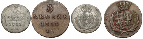Księstwo Warszawskie, 3 i 5 groszy 1811-1812, zestaw (2szt) 
Grade: VF 

PARTITIONS OF POLAND POLEN