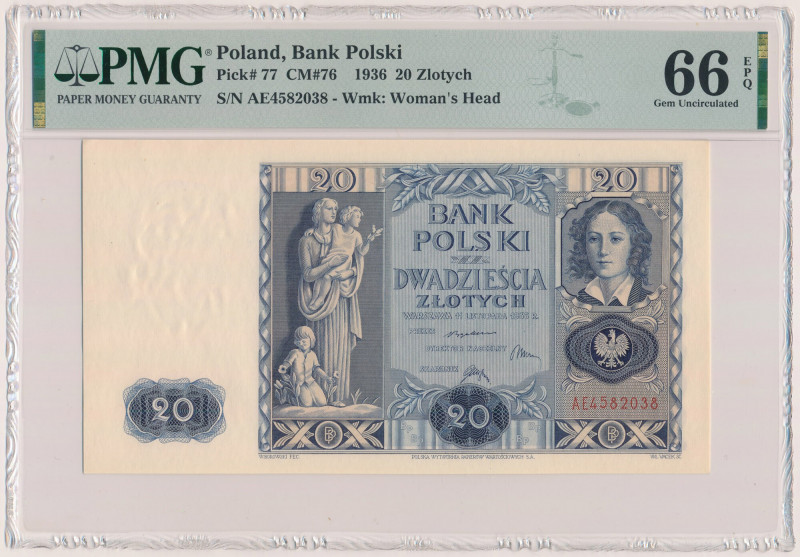 20 złotych 1936 - AE Reference: Miłczak 76
Grade: PMG 66 EPQ 

POLAND POLEN