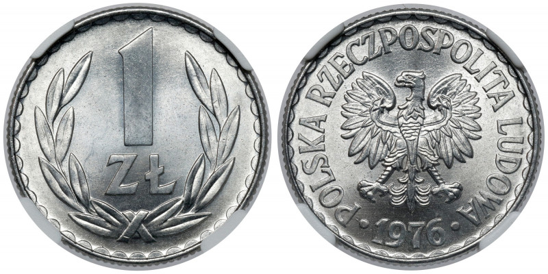 1 złoty 1976 Reference: Parchimowicz 213.n
Grade: NGC MS67