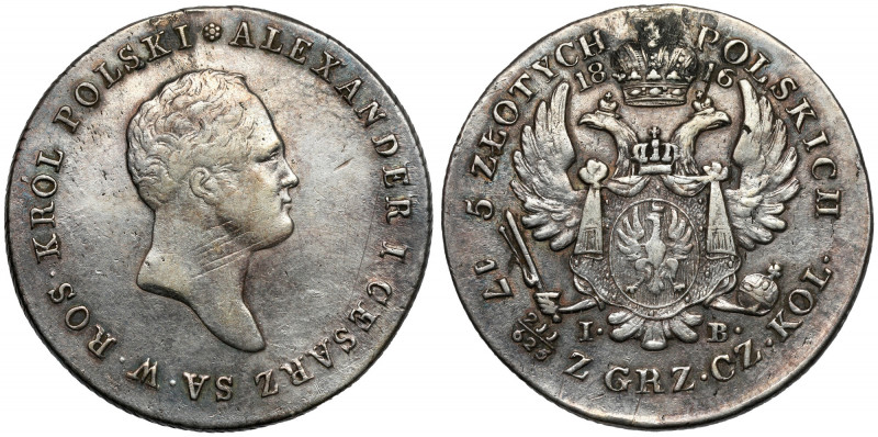 5 złotych polskich 1816 IB - pierwsze Ślad po zawieszce.
 Pierwszy rocznik pięc...