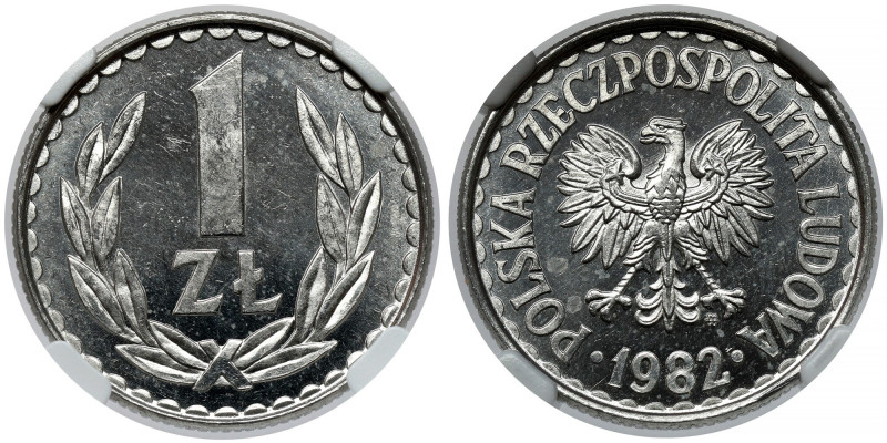 1 złoty 1982 - PROOF LIKE Reference: Parchimowicz 213.u
Grade: NGC MS64 PL