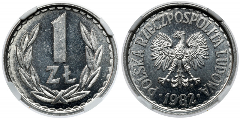 1 złoty 1982 - PROOF LIKE Reference: Parchimowicz 213.u
Grade: NGC MS64 PL