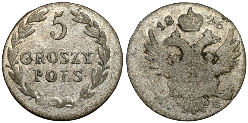 5 groszy polskich 1826 IB Pierwsza pięciogroszówka cara Mikołaja I. Reference: B...