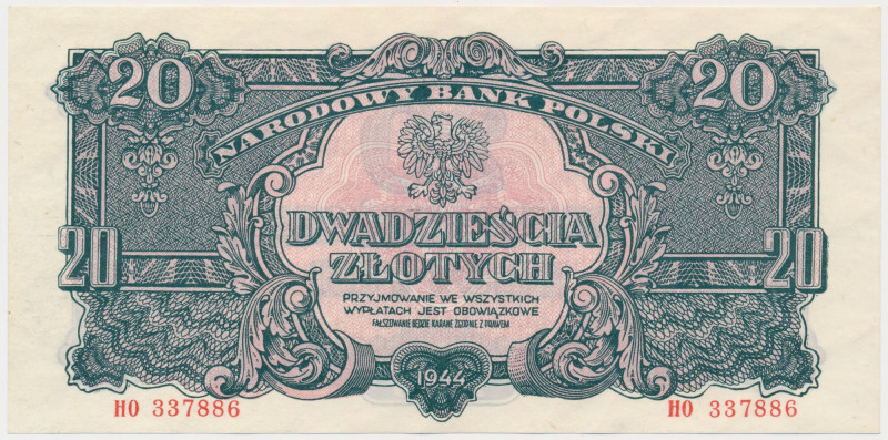 20 złotych 1944 ...owe - HO Po oczyszczeniu.&nbsp; Reference: Miłczak 116a
Grad...