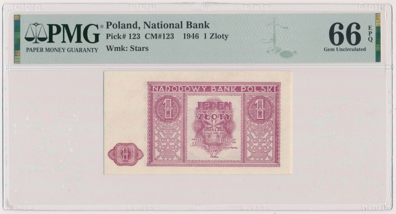 1 złoty 1946 Reference: Miłczak 123
Grade: PMG 66 EPQ 

POLAND POLEN