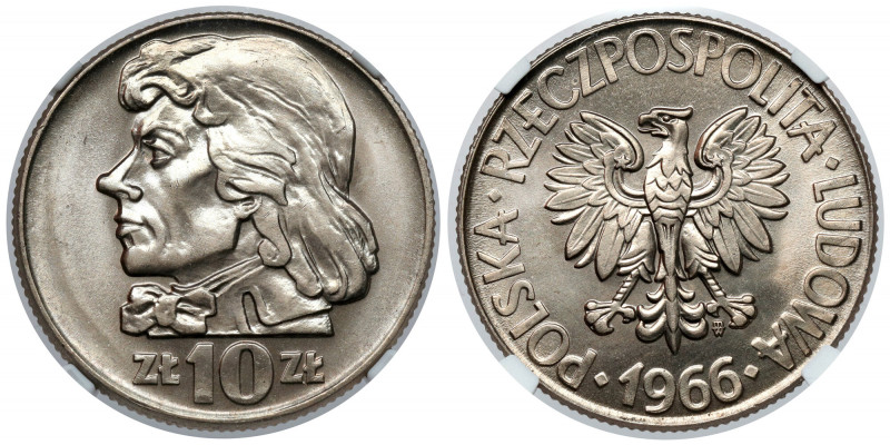 10 złotych 1966 Kościuszko Reference: Parchimowicz 225.c
Grade: NGC MS66