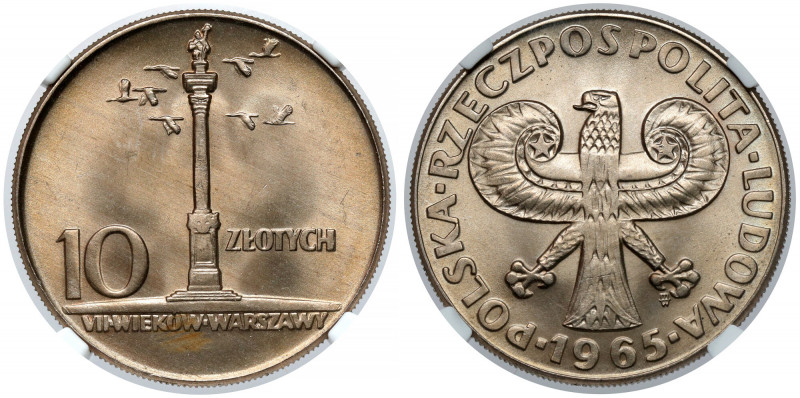 10 złotych 1965 Duża Kolumna Reference: Parchimowicz 229
Grade: NGC MS66