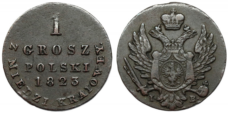 1 grosz polski 1823 IB z MIEDZI KRAIOWEY Drugi rocznik groszy 'Z MIEDZI KRAIOWEY...