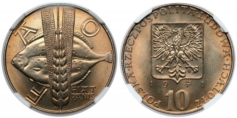 10 złotych 1971 FAO - Ryba Reference: Parchimowicz 238
Grade: NGC MS66