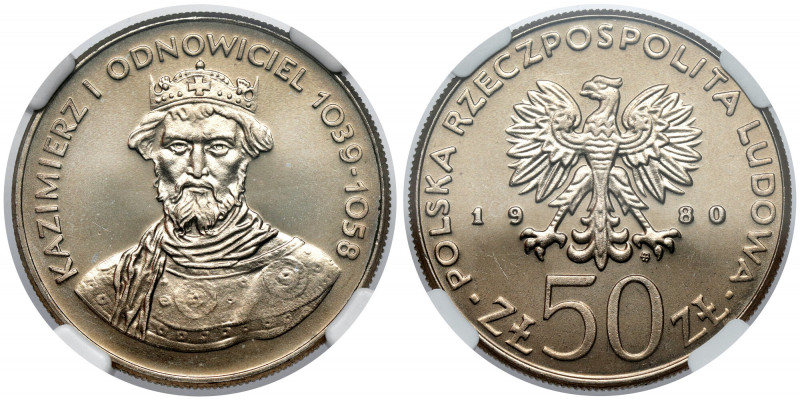 50 złotych 1980 Kazimierz I Odnowiciel Reference: Parchimowicz 259
Grade: NGC M...