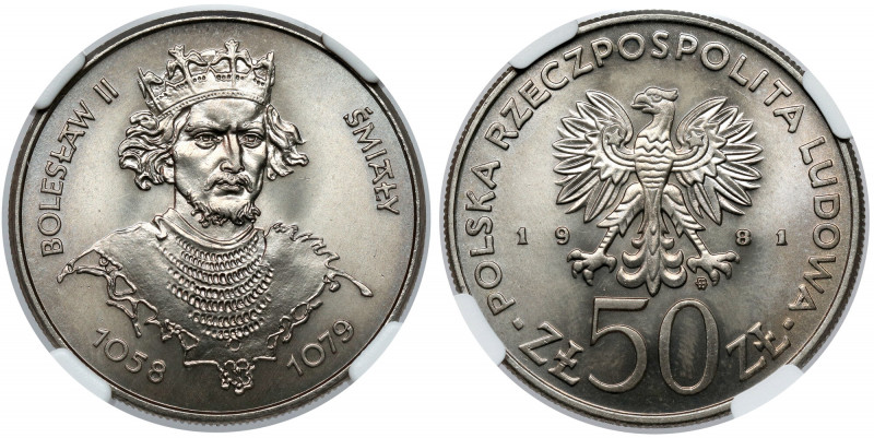 50 złotych 1981 Bolesław II Śmiały - popiersie Reference: Parchimowicz 260
Grad...