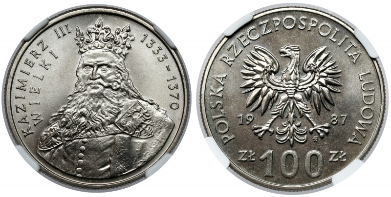 100 złotych 1987 Kazimierz III Wielki Reference: Parchimowicz 301
Grade: NGC MS...