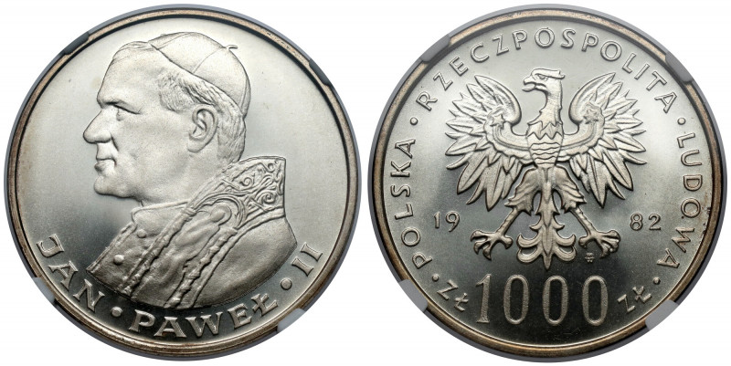 1.000 złotych 1982 Jan Paweł II Reference: Parchimowicz 337.a
Grade: NGC MS66