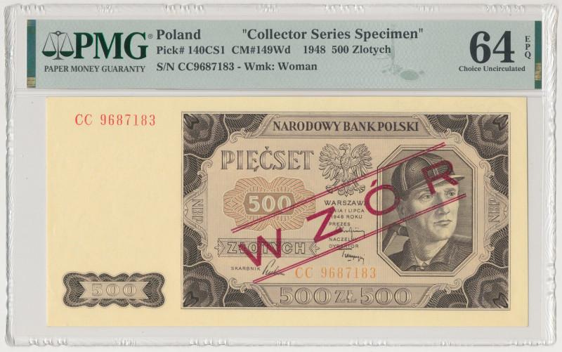 500 złotych 1948 - WZÓR kolekcjonerski - CC Reference: Miłczak 140Wd
Grade: PMG...