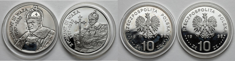 10 złotych 1998 Zygmunt III Waza - półpostać i popiersie (2szt) 

POLAND POLEN...