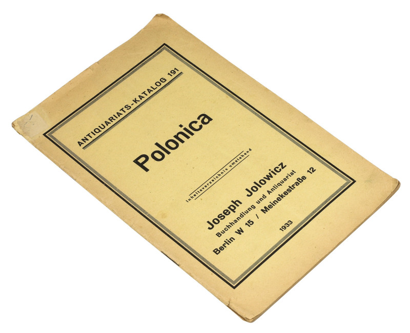 Katalog ofertowy - POLONICA, Joseph Jolowicz 1933 Berlin 1933 r., stron 54, w ty...