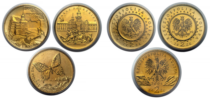 2 złote 1997-2001, zestaw (3szt) 
Grade: PCGS MS64 

POLAND POLEN