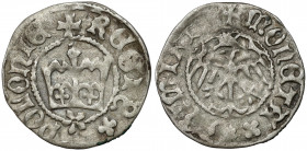 Kazimierz IV Jagiellończyk, Półgrosz Kraków - odwrócone S Piorunek, czyli ostatni typ półgroszy króla Kazimierza, emitowany w latach 1479-1491. 
 Odm...