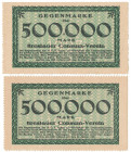 Breslauer Consum-Verein (Wrocław), Gegenmarke 2x 500.000 mark 1923 (2szt) Różnice w rodzaju (umiejscowieniu perforacji). 
Grade: 1, 1/AU 

POLAND P...