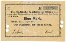 Elbing (Elbląg), 1 mk 1914 Reference: Diesner 91.1
Grade: AU 

POLAND POLEN GERMANY RUSSIA NOTGELDS