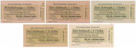 Neustettin (Szczecinek), 50 goldpfennige - 10 goldmark 1923 (5szt) Podlepki.&nbsp; 
Grade: AU 

POLAND POLEN GERMANY RUSSIA NOTGELDS