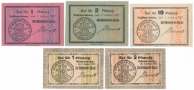 Schwersenz (Swarzędz), 1 -10 pfg 1917 (5szt) 
Grade: 1, 1/1, 1- 

POLAND POLEN GERMANY RUSSIA NOTGELDS