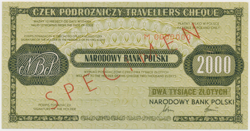 Czek podróżniczy NBP na 2.000 zł - SPECIMEN 
Grade: UNC