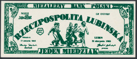 Solidarność, Rzeczpospolita LUBIŃSKA - JEDEN MIEDZIAK Pozycje tego typu szerzej omówione na naszym blogu&nbsp; tutaj 

Grade: UNC