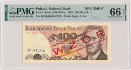 100 złotych 1979 - EU 0000000 - WZÓR - No.0729 Reference: Miłczak 151Wa
Grade: PMG 66 EPQ