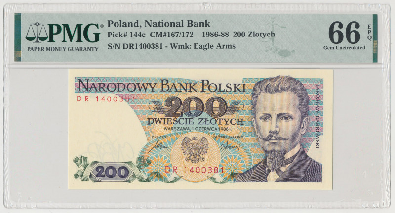 200 złotych 1986 - DR Reference: Miłczak 167
Grade: PMG 66 EPQ