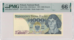 1.000 złotych 1975 - AP Reference: Miłczak 145b
Grade: PMG 66 EPQ